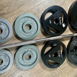  Weight Plates: 45s to 2.5s Reconditioned ( NO BAR INCLUDED) Total: 245 lbs.