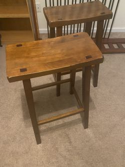 Solid Wood Bar and Counter Stool (Set of 2)