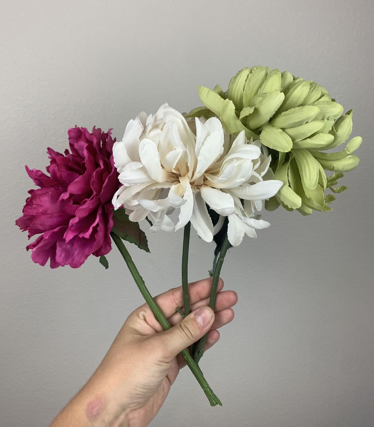 3 Fluffy Individual Flowers
