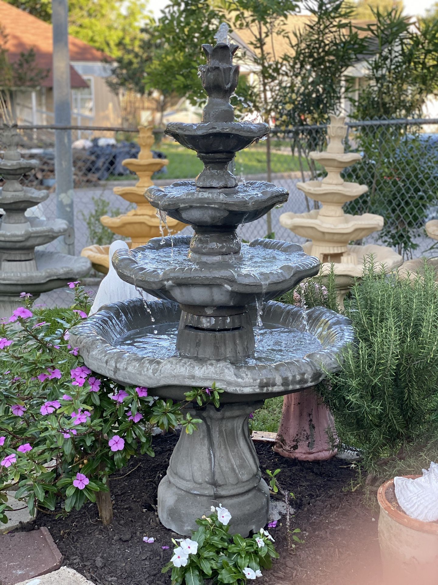 4 Tier Concrete Water Fountain..5 feet tall $250!