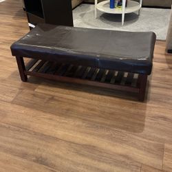 Brown leather ottoman/bench