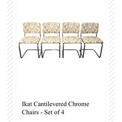 Ikat Cantilevered Chairs Set Of 4