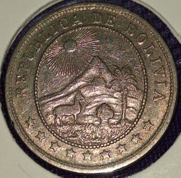 1936 Bolivia 10 Centavos Coin
