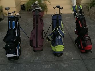 VERY NICE GOLF SETS. ALL RIGHTHAND SETS. A MENS SET,    TWO WOMENS GOLF SETS AND A PETITE WOMENS SET.