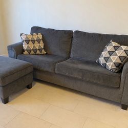 Gray Sofa With Ottoman