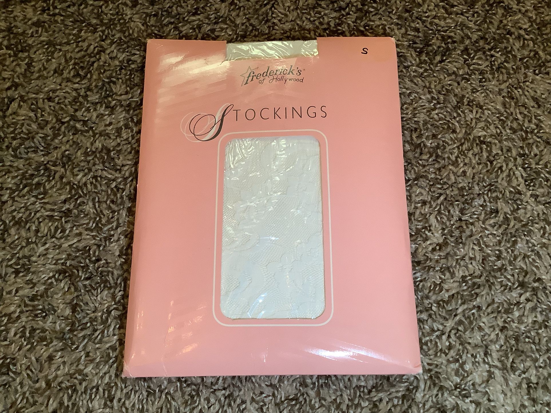 Frederick's of Hollywood floral lace stockings, color white, size: S