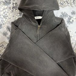 Zip-Through Boxy Fleece Hoodie Side - S, M