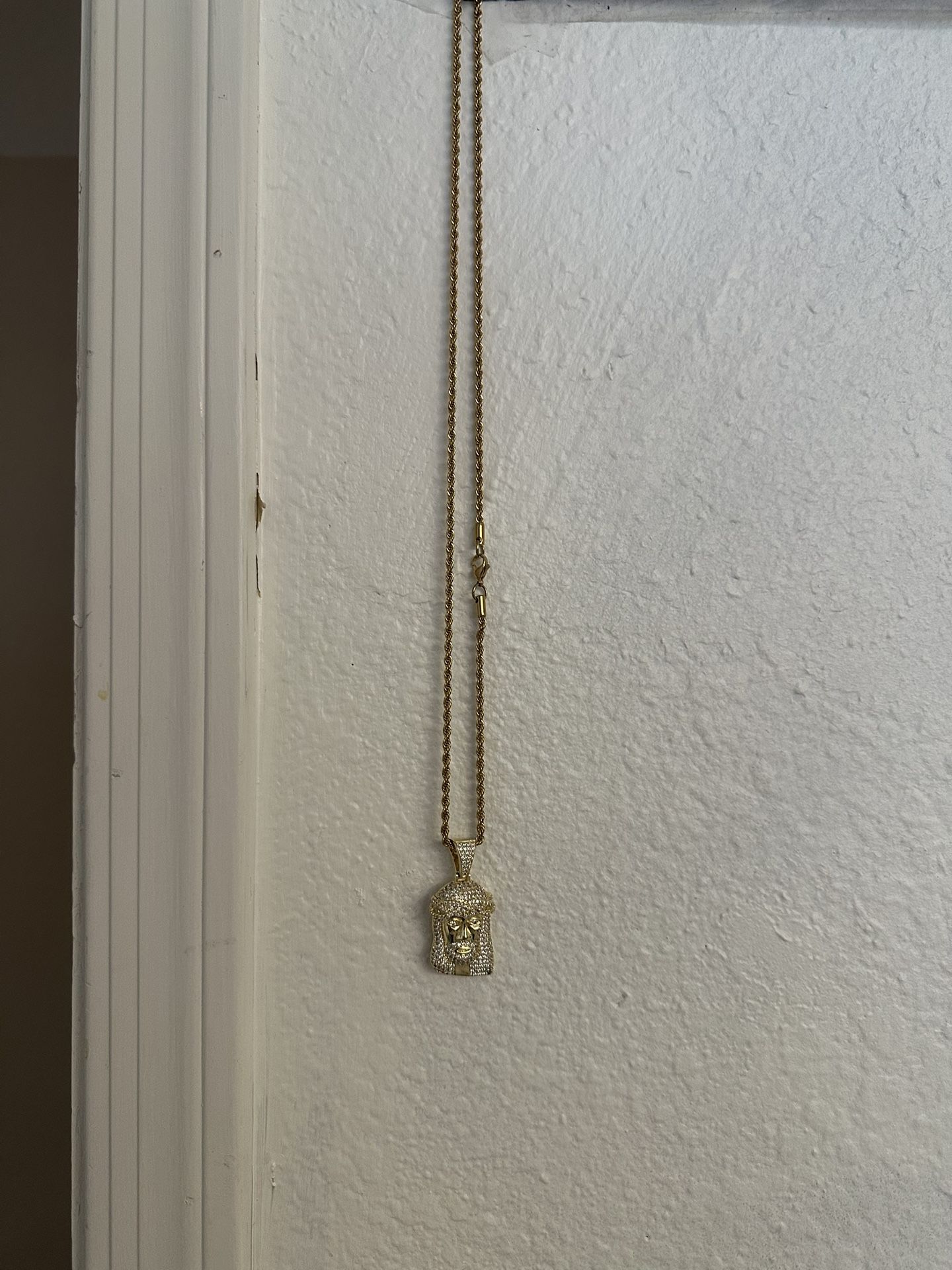 Jesus Head Gold Plated Chain+Pendant