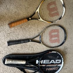 Tennis Racquets Rackets Wilson US Open 4 1/2” 4 3/8” Head IG Heat Or Graphite Tempest Stretch