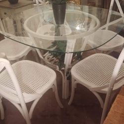 Rattan Table With Cane Chairs