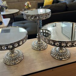 3 Pc Silver Cake Stand 