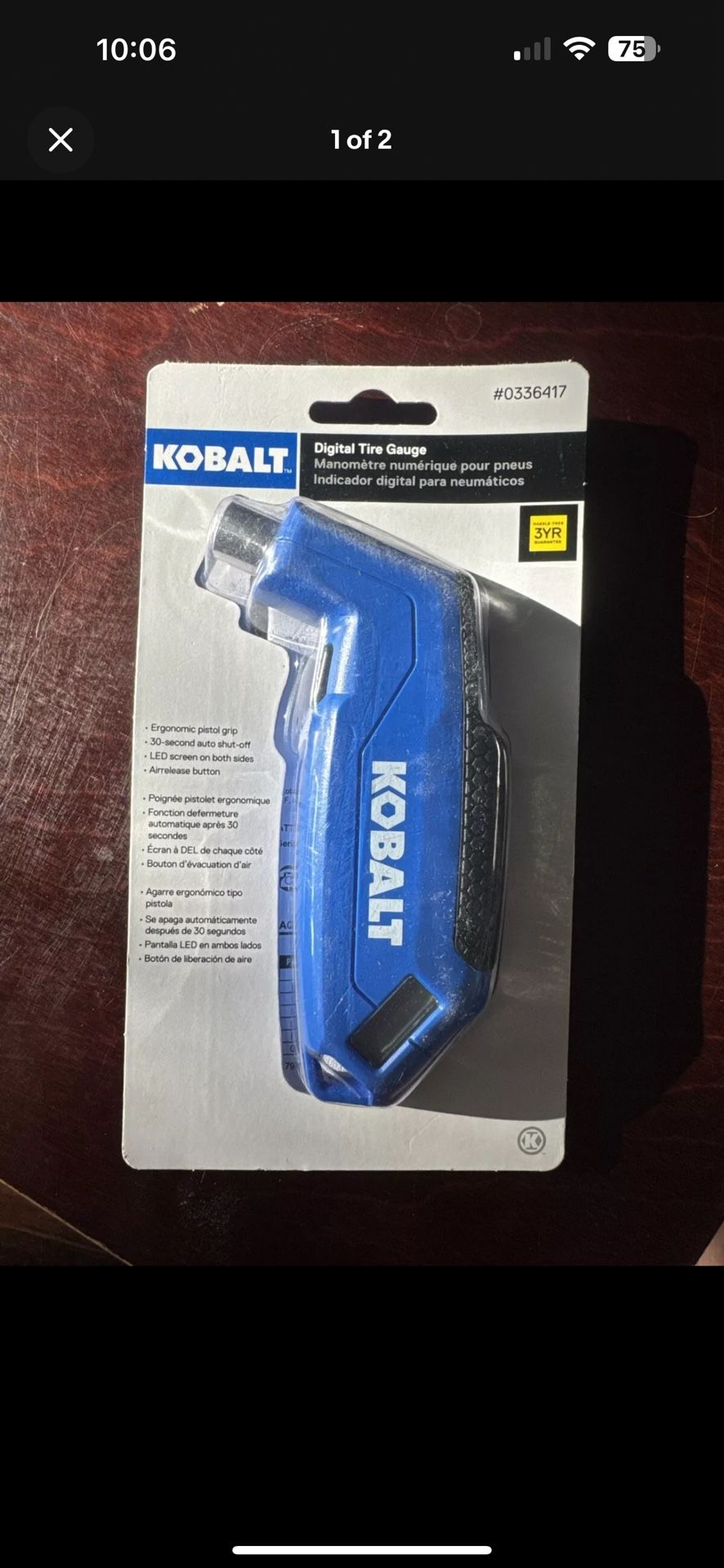 Kobalt Digital Tire Gauge #0336417 3 YR Blue 0-99 PSI Pistol Grip SGY-AIR151JH