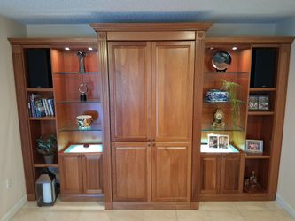 Large Built-In Wood Entertainment Center - Lighting