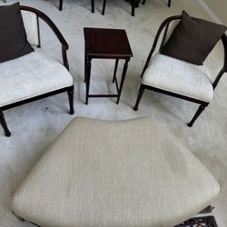 Two Chairs, Side Table And Ottoman 