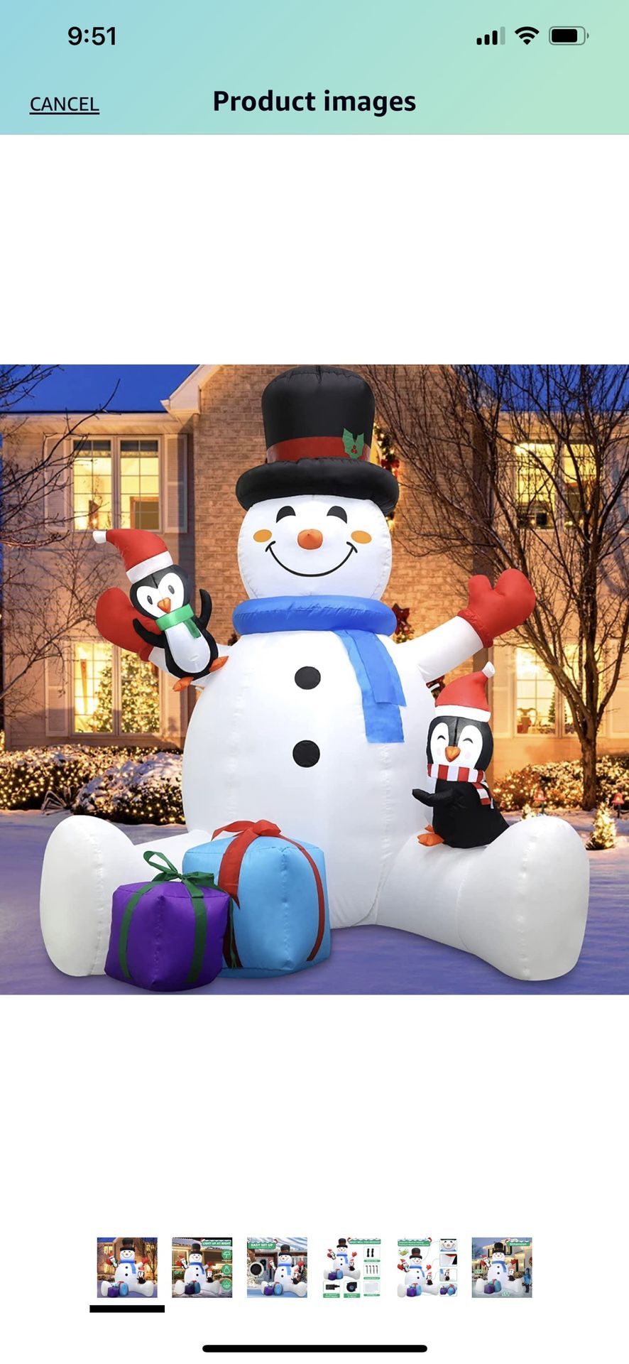 Christmas Inflatable Snowman Decor Outdoor - 6ft Blow Up White Snowman with Penguins, Xmas Yard Decor with Built-in LED, Lighted for Holiday Party Dec