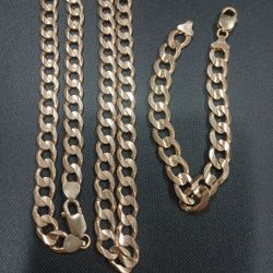 Cadena Y Esclaba 14k Pesada Solida