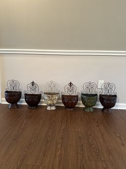 Multiple Colored Metal Hanging Wall Vase with Greenery