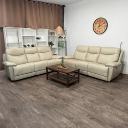 Cream Leather Powered Reclining Couch Set! Delivery Available!
