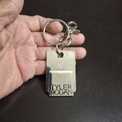 Tyler Rodan Vintage 1990's Key Chain Ring, Designer Silvertone With Lobster Clip Charm Hook For Purse