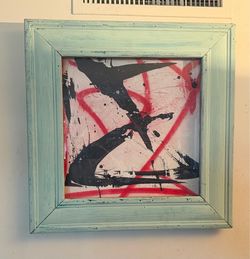 Abstract Framed Painting Red and Black
