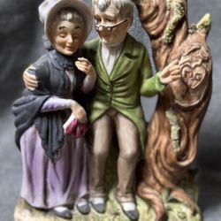 Lefton Vintage Old Couple Bisque Porcelain 