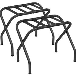 Luggage Rack for Guest Room, Set of 2 Suitcase Stands, Foldable Steel Frame, for Hotel, Bedroom, Holds up to 110 lb, 27.2 x 15 x 20.5 Inches, Black UR