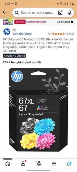 HP 67XL Black & 67 Tri-Color Ink Cartridges 2-Pack and two individual pack