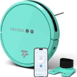 Blue TECBOT S1 Robot Vacuum Cleaner Slim 120Mins Runtime 2-in-1 Robot Sweeping or Mopping Self-Charging WiFi&App&Remote Control Robotic Vacuum Cleaner