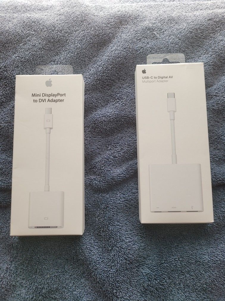 Apple Adapters - NEW - Unopened Mini DisplayPort To DVI, And USB-C To Multiport Digital Adapters