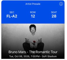 BRUNO MARS SO-FI/Floor Seats-2
