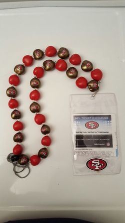 Sf 49ers Kukui Nut Necklace w/ Ticket Holder. Brand New. Never Used.