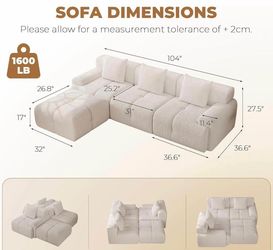 Cream Modular L-Shaped Sectional Sofa (UTC area)