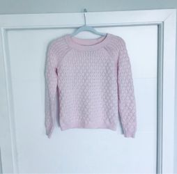 Pink Cable Knit Crewneck Sweater
