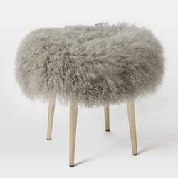 Gray West Elm Mongolian Fur Stool