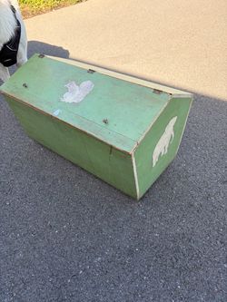 Vintage Green Painted Wooden Storage Chest