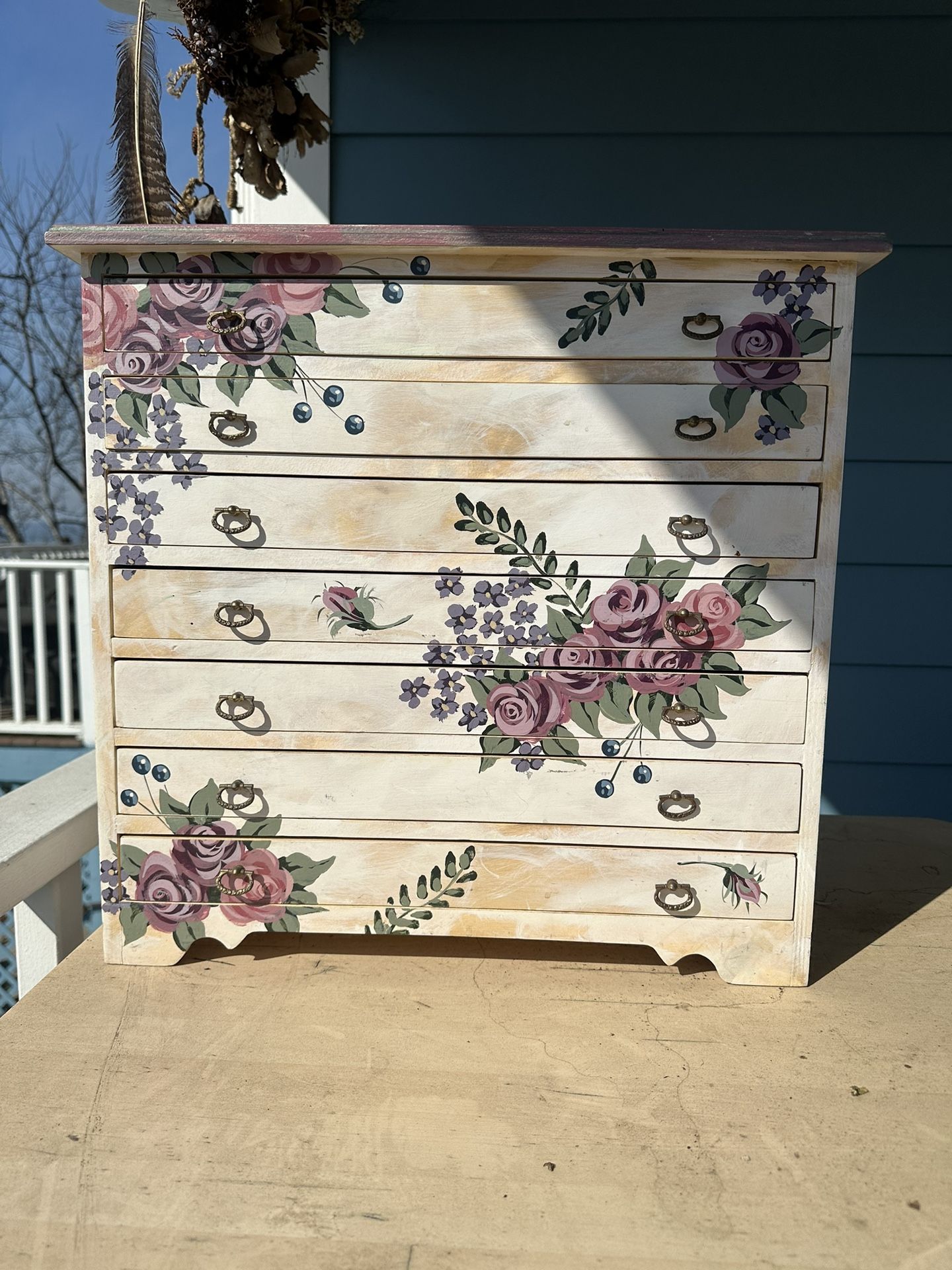 Hand-Painted Floral Wooden Jewelry Box – Cottagecore, Shabby Chic ...