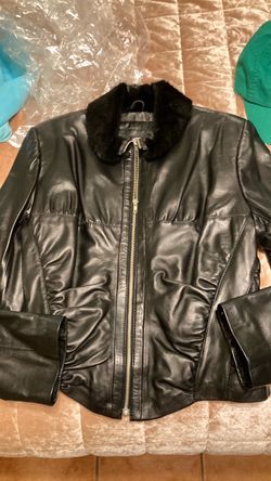 Black Leather Jacket with Fur Collar