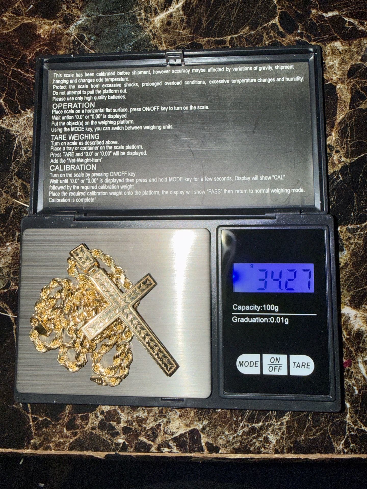 14k Diamond Cut Rope Chain with Cross