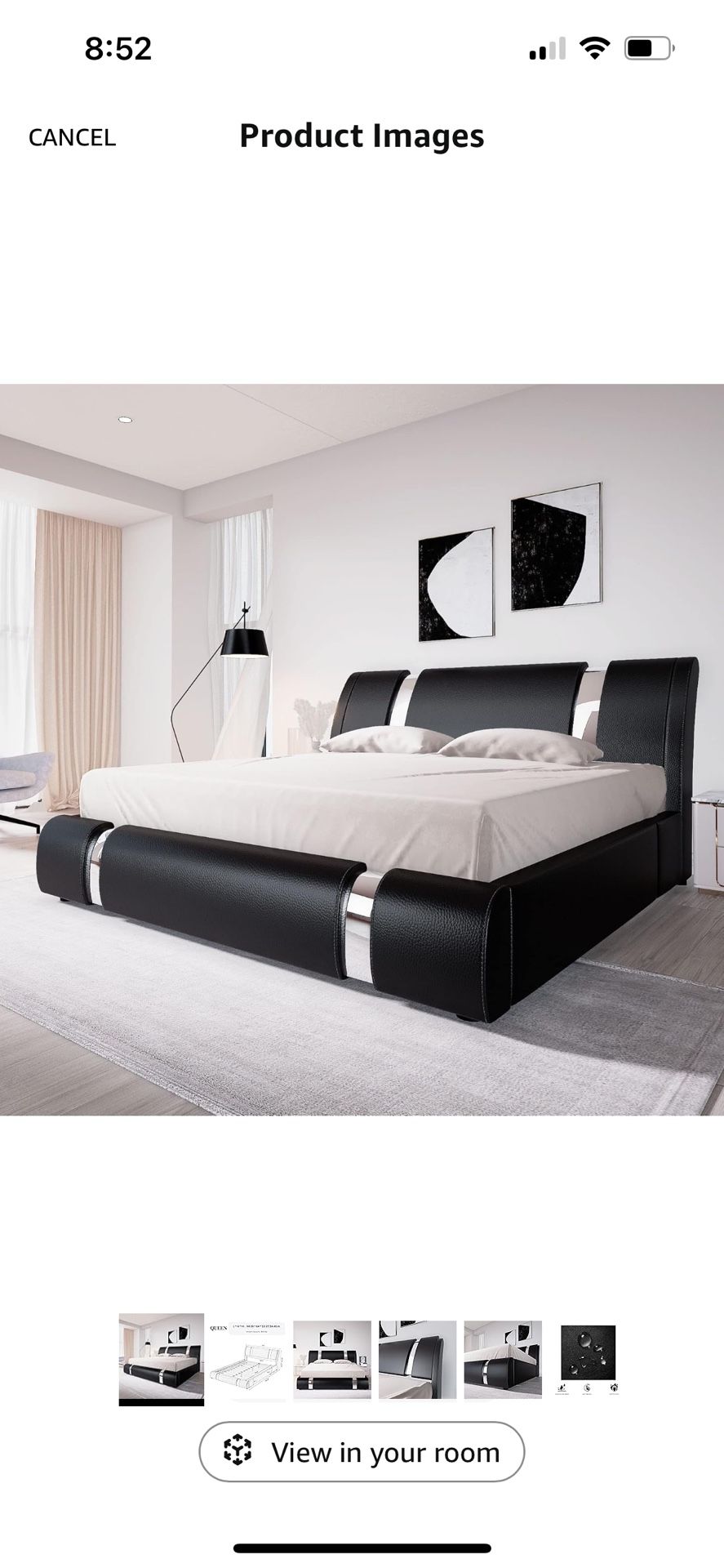 Black Leather Queen Bed Frame