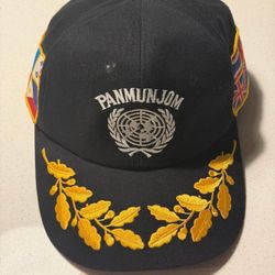 Panmunjom Korea Embroidered Black Cap w International Flags
