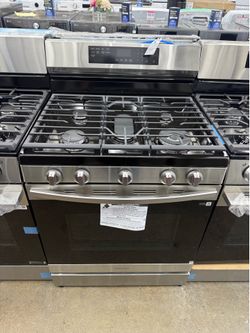 New open box  Samsung 30 in. 5-Burner Freestanding Smart Gas Range in Stainless Steel with No Preheat AirFry and Wi-Fi Enabled Convection