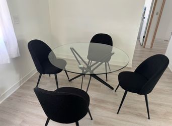 Round glass table kitchen set