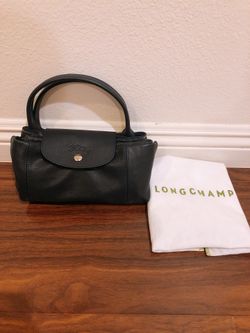 Longchamp Le Pliage Cuir Handbag with Strap, Navy