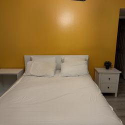 Queen bed Ikea bed with two storage boxes