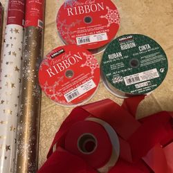 Christmas Wired Ribbons, Welvet Ribbon. Wrapping Papper New