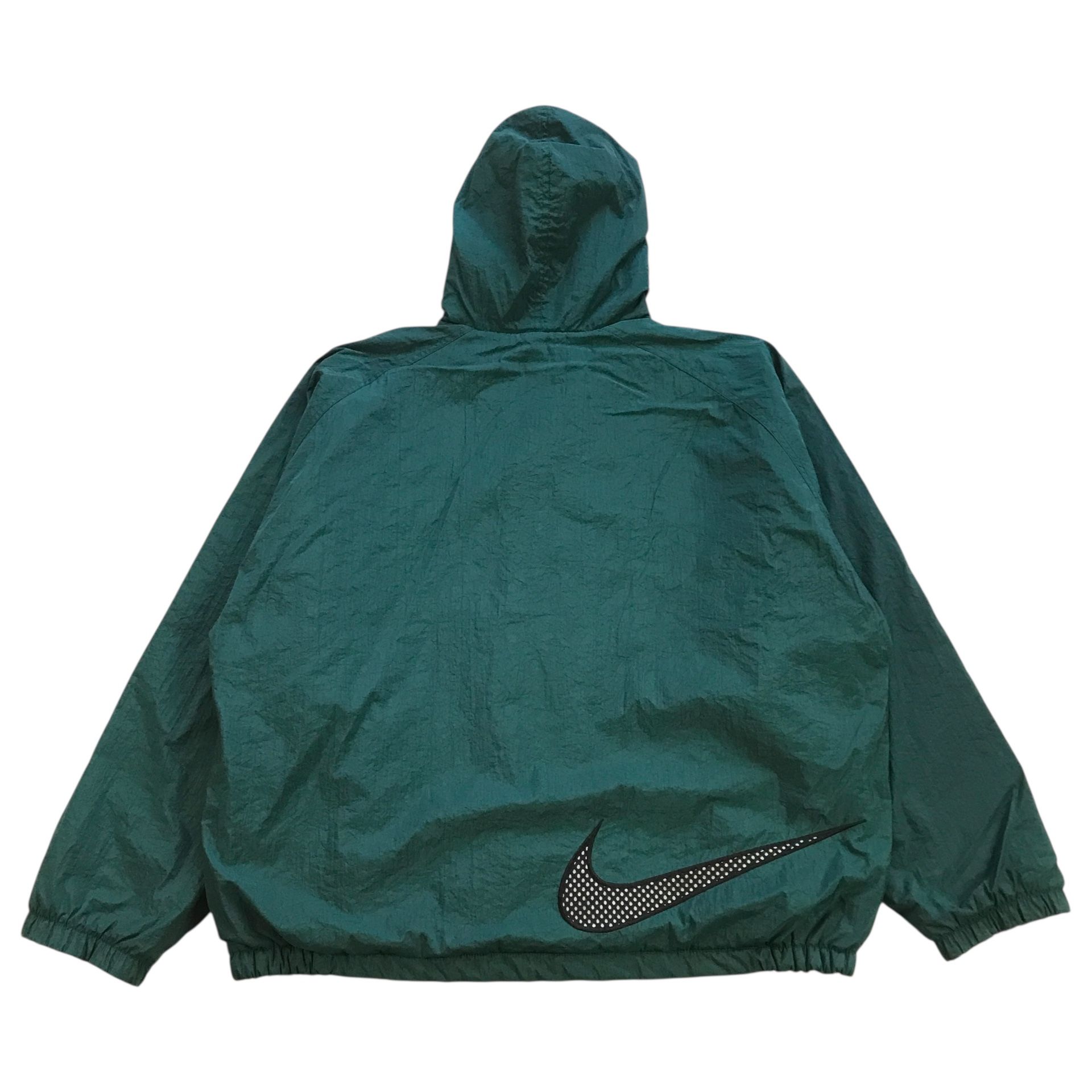 VINTAGE NIKE PUFFER JACKET XL GREEN WINDBREAKER PARKA ANORAK BIG SWOOSH AIR 90s