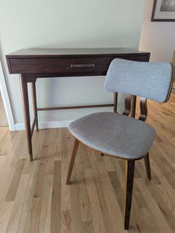 World Market Walnut and Gold Metal desk and chair