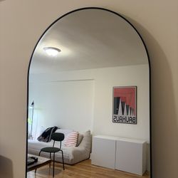 34"x76" Arched Full Length Mirror, Black Large Floor Mirror