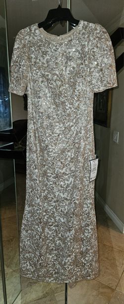 Womens Gold Sequin Lace Dress