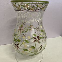 Glass Vase, Hand Painted Dainty Floral Design Thumbnail